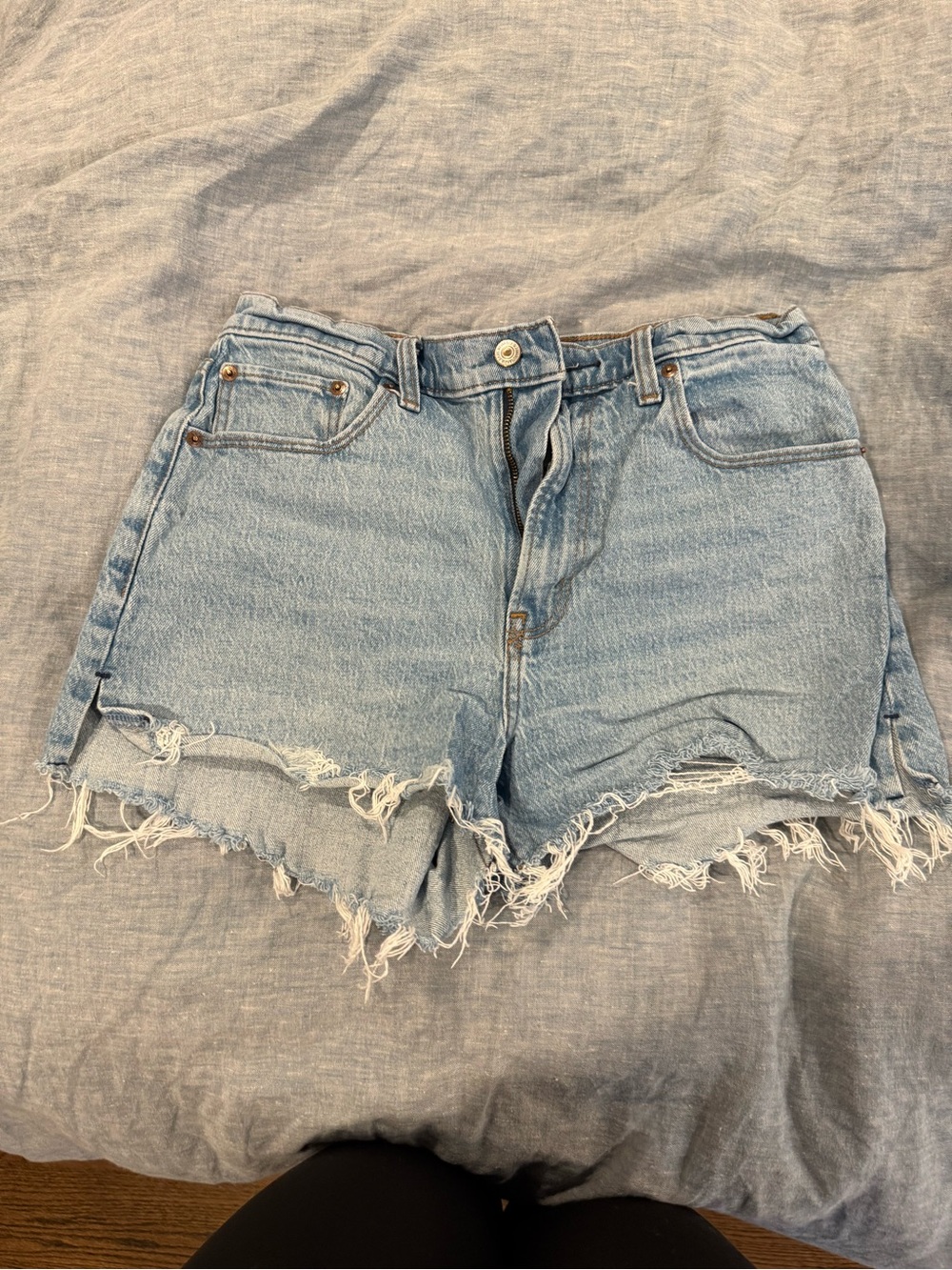 Abercrombie & Fitch Light Blue Frayed Denim Shorts